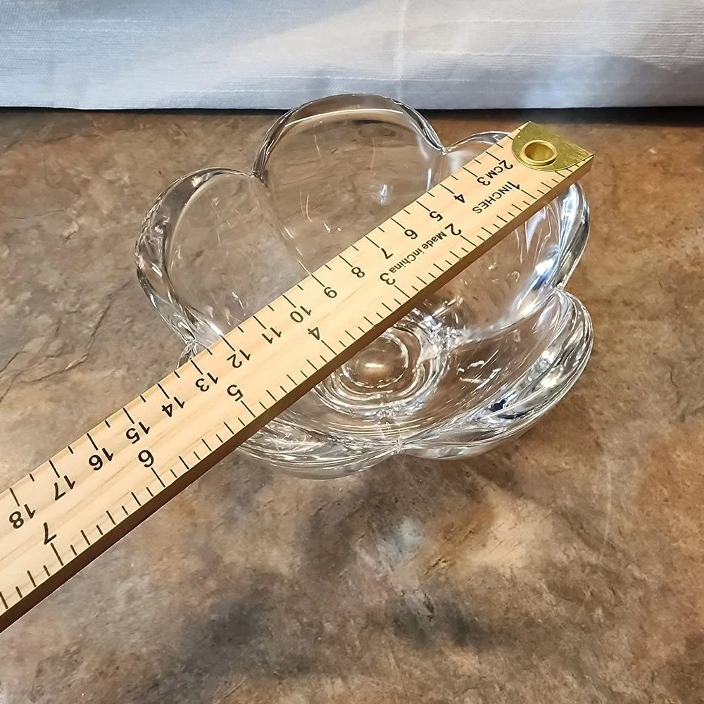 Vintage Clear Crystal Heavy Glass Decorative Flower Petal Serving Bowl 5